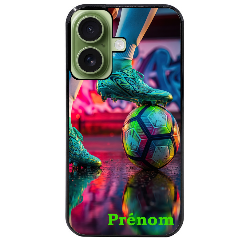 Coque noire taperso pour Iphone 17 17E AIR MAX PRO avec motif foot controle personnalisee protection antichoc personnalisée