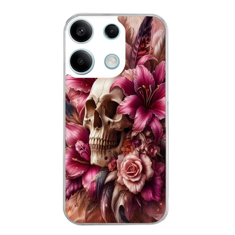 Coque taperso pour POCO X6 5G avec motif tete de mort skull plume protection antichoc personnalisée