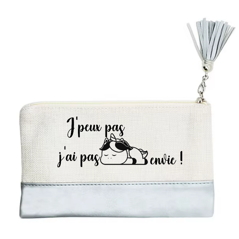 Pochette motif licorne paresseuse en toile et simili cuir