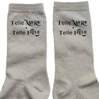 Chaussettes paillettes crème motif maman fille