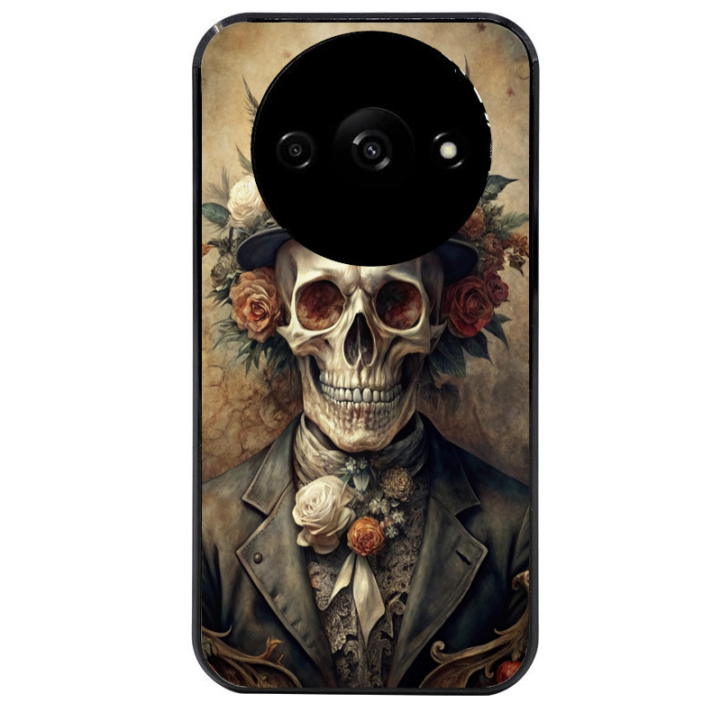 Coque noire taperso pour Redmi A3 avec motif tete de mort chapeau protection antichoc personnalisée