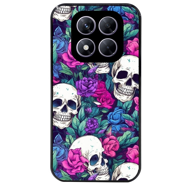 Coque noire taperso pour Redmi Note 14 et PRO PLUS 4G 5G avec motif tete de mort violet protection antichoc personnalisée