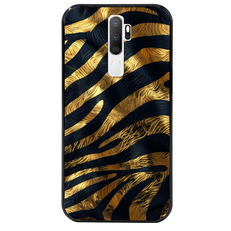 Coque noire taperso pour OPPO A5 A9 2020 avec motif zebre gold protection antichoc personnalisée