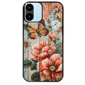 Coque noire taperso pour Redmi A1 et A2 avec motif bois et papillon 3 protection antichoc personnalisée