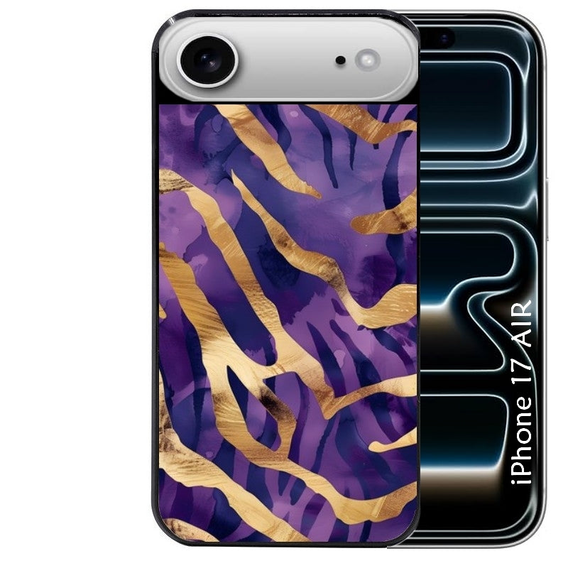 Coque noire taperso pour Iphone 17 17E AIR MAX PRO avec motif zebre violet protection antichoc personnalisée