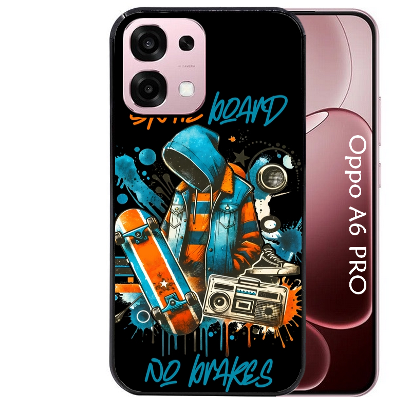 Coque noire taperso pour OPPO A6 PRO 4G et 5G avec motif skate board protection antichoc personnalisée