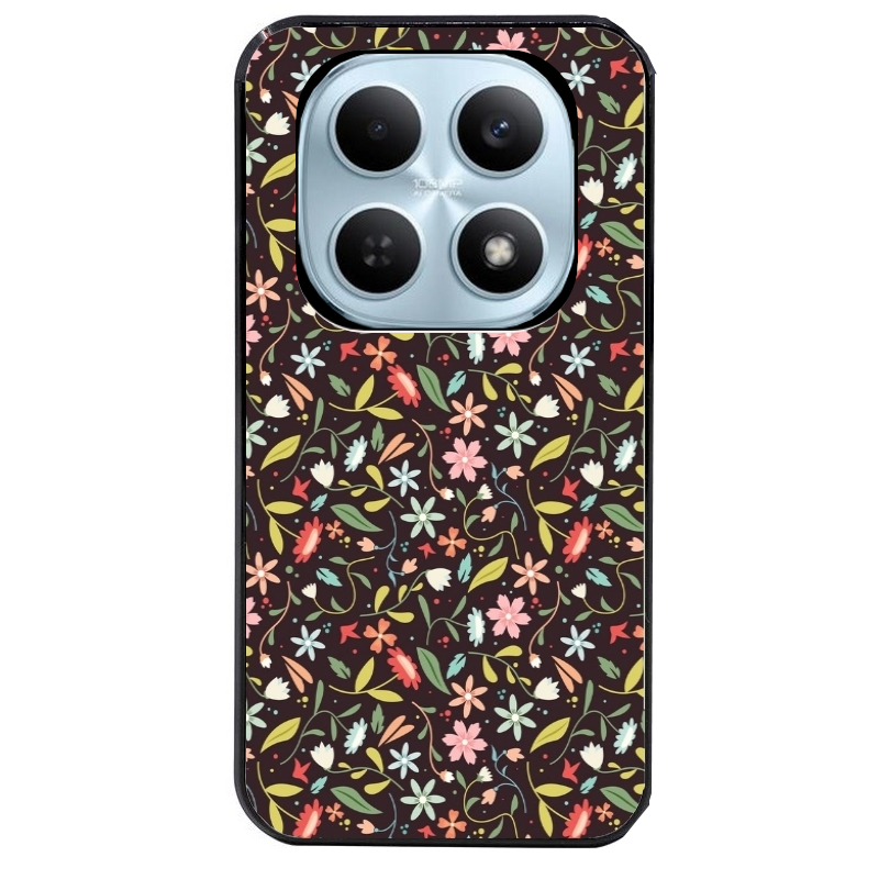 Coque noire taperso pour POCO M8 5G et PRO 5G avec motif petites feurs multicolores protection antichoc personnalisée