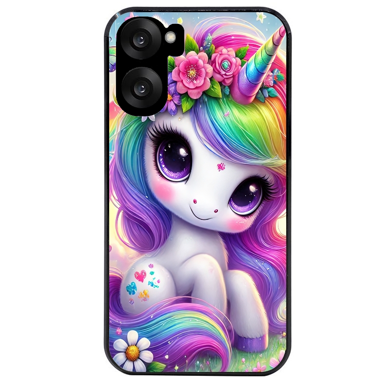 Coque noire taperso pour OnePlus Nord CE5 avec motif licorne et fleurs protection antichoc personnalisée