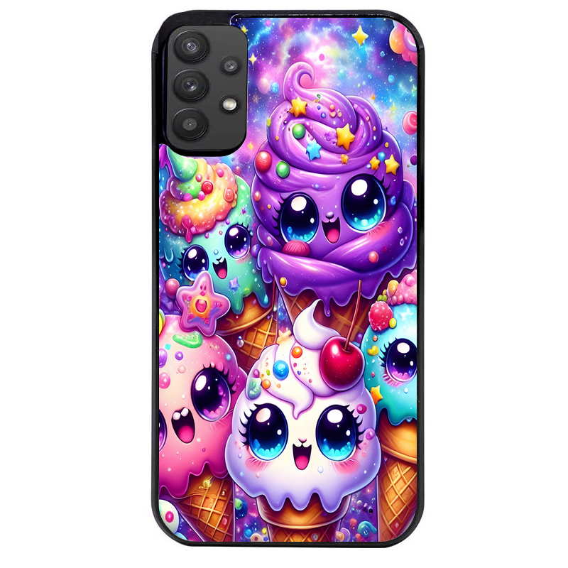 Coque noire taperso pour galaxy A22 A32 A52 A52S 4G 5G  avec motif anime ice cream kawaii protection antichoc personnalisée