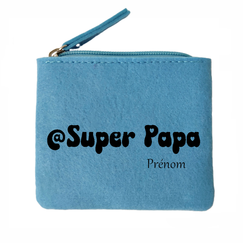 Porte monnaie personnalisé super papa en feutrine en feutrine