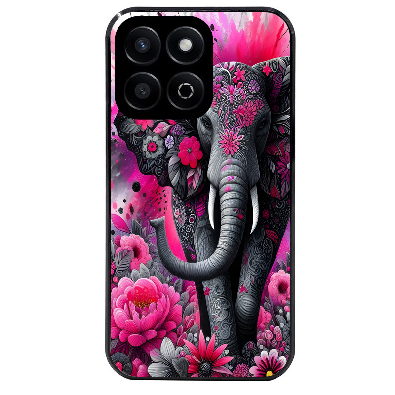 Coque noire taperso pour Honor 70 LITE 90 et LITE avec motif elephant et fleurs protection antichoc personnalisée