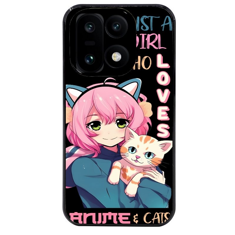 Coque noire taperso pour OnePlus 15 avec motif anime et chat protection antichoc personnalisée