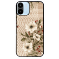 Coque noire taperso pour Redmi A1 et A2 avec motif bois et dentelle 2 protection antichoc personnalisée