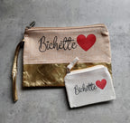 Pochette personnalisée copine formidable en jute et doré