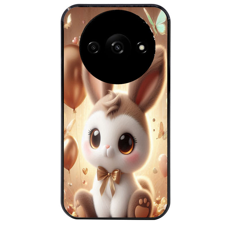 Coque noire taperso pour Redmi A3 avec motif lapin ballon protection antichoc personnalisée