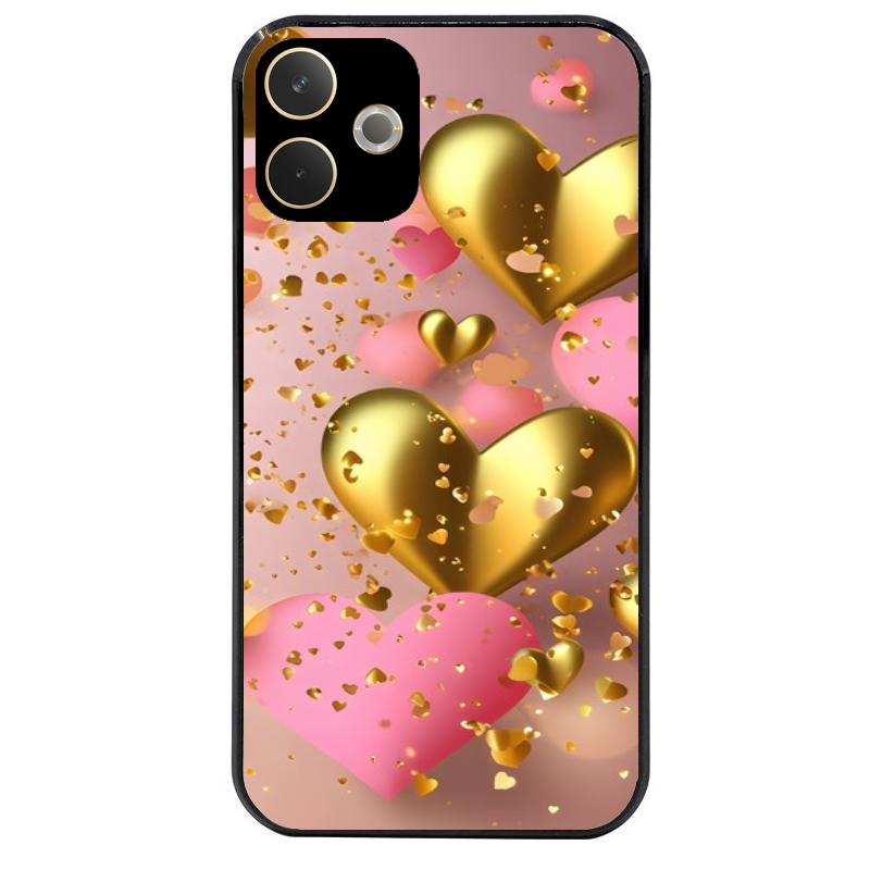 Coque noire taperso pour OPPO A5 PRO 4G et 5G avec motif coeur rose protection antichoc personnalisée