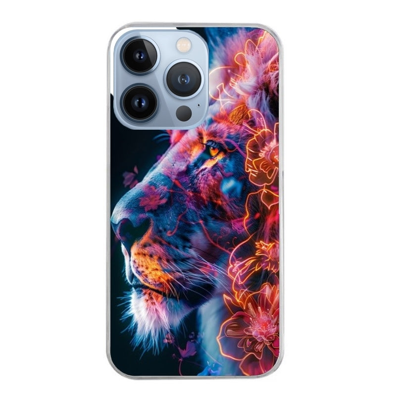 Coque taperso pour Iphone 11 et PRO PRO MAX avec motif lion fluo protection antichoc personnalisée