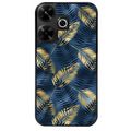 Coque noire taperso pour POCO M6 4G avec motif palmier bleu protection antichoc personnalisée