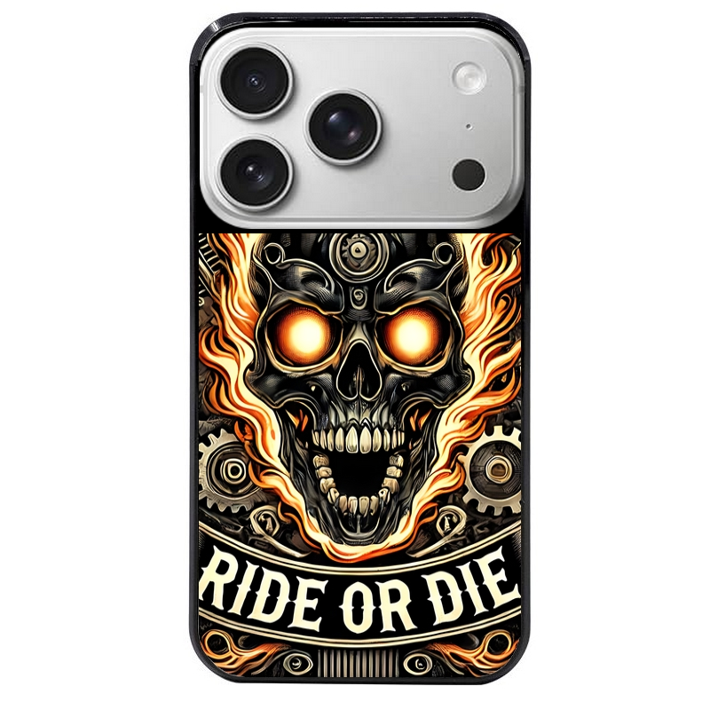 Coque noire taperso pour Iphone 17 17E AIR MAX PRO avec motif tete de mort flamme protection antichoc personnalisée