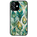 Coque noire taperso pour OPPO A40 avec motif paon plumes protection antichoc personnalisée