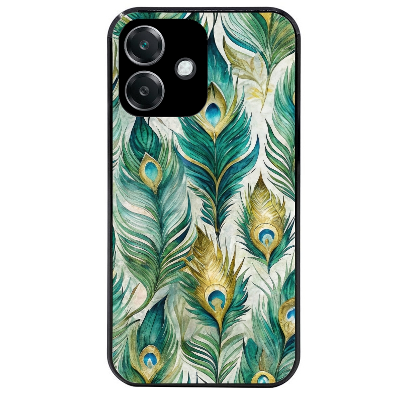 Coque noire taperso pour OPPO A40 avec motif paon plumes protection antichoc personnalisée