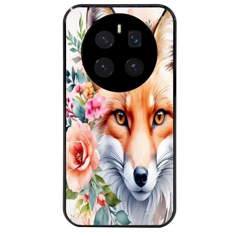 Coque noire taperso pour Magic 7 LITE et PRO avec motif renard fox et fleurs protection antichoc personnalisée