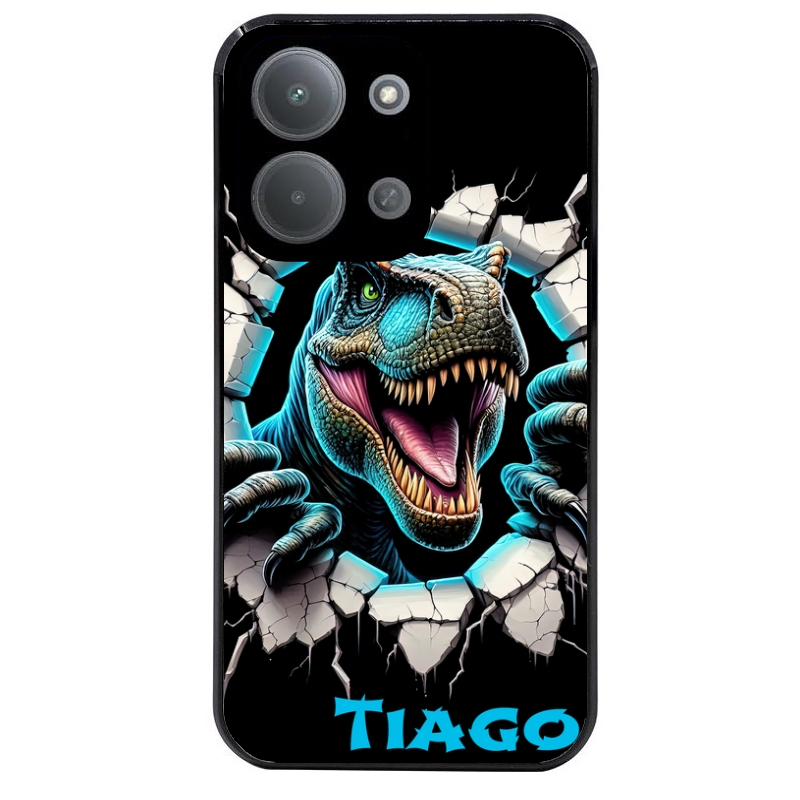 Coque noire taperso pour POCO C85 avec motif dino t rex personnalisee protection antichoc personnalisée