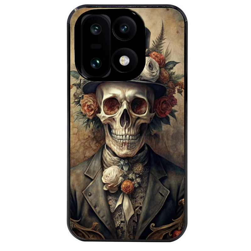 Coque noire taperso pour OnePlus 15 avec motif tete de mort chapeau protection antichoc personnalisée