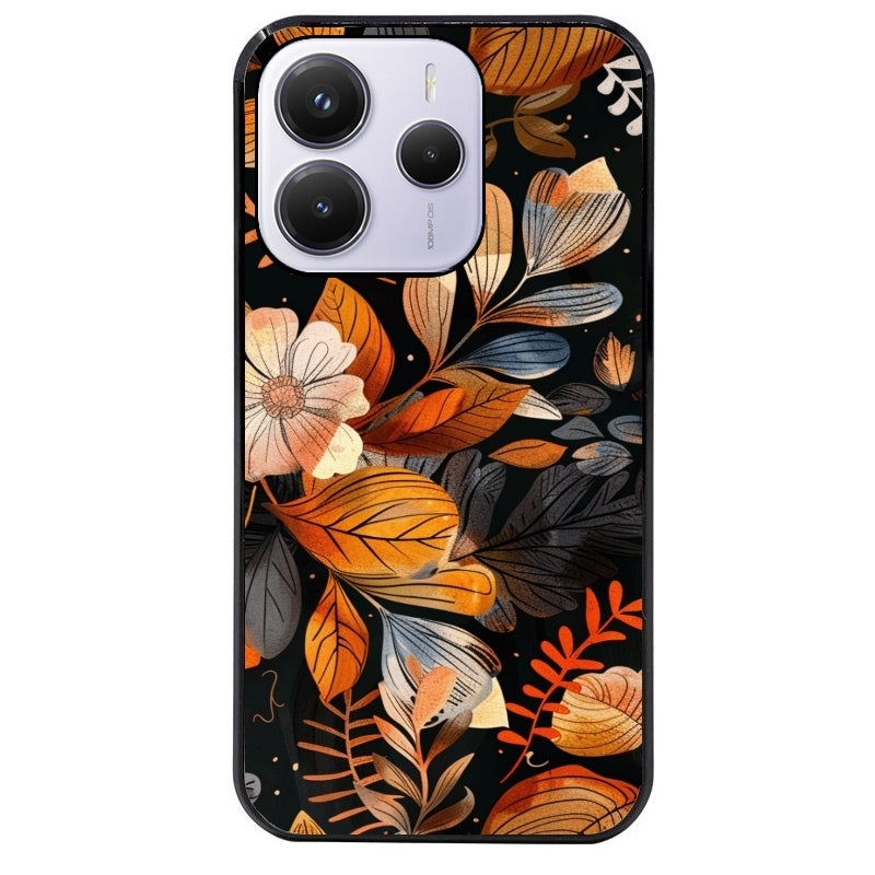 Coque noire taperso pour Redmi Note 14 et PRO PLUS 4G 5G avec motif fleur automne protection antichoc personnalisée