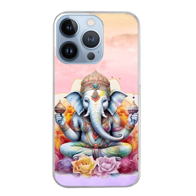 Coque taperso pour Iphone 13 et PRO MINI PRO MAX avec motif elephant namaste protection antichoc personnalisée