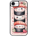 Coque noire taperso pour Iphone 16 16E PLUS MAX PRO avec motif sushi kawai anime protection antichoc personnalisée