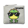 Porte monnaie personnalisé dinosaure lunettes ivoire en feutrine en feutrine ivoire