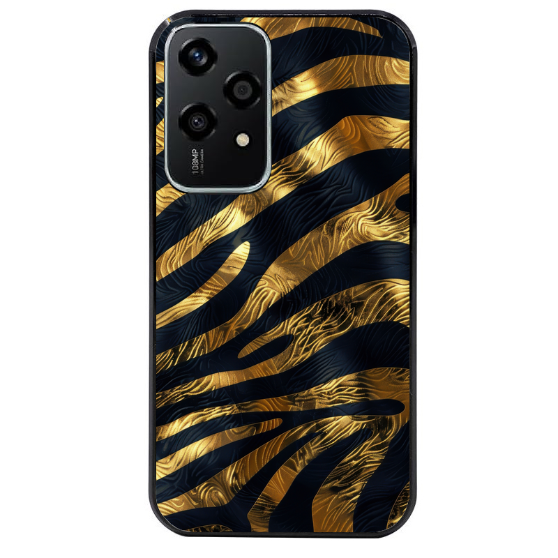 Coque noire taperso pour Honor 200 et Lite Pro Smart avec motif zebre gold protection antichoc personnalisée