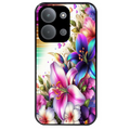 Coque noire taperso pour POCO C85 avec motif fleur fluo protection antichoc personnalisée