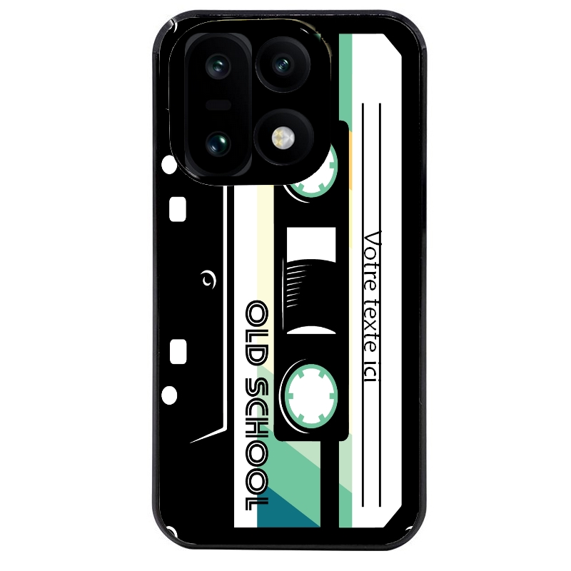 Coque noire taperso pour OnePlus 15 personnalisable avec motif cassette vintage protection antichoc personnalisée