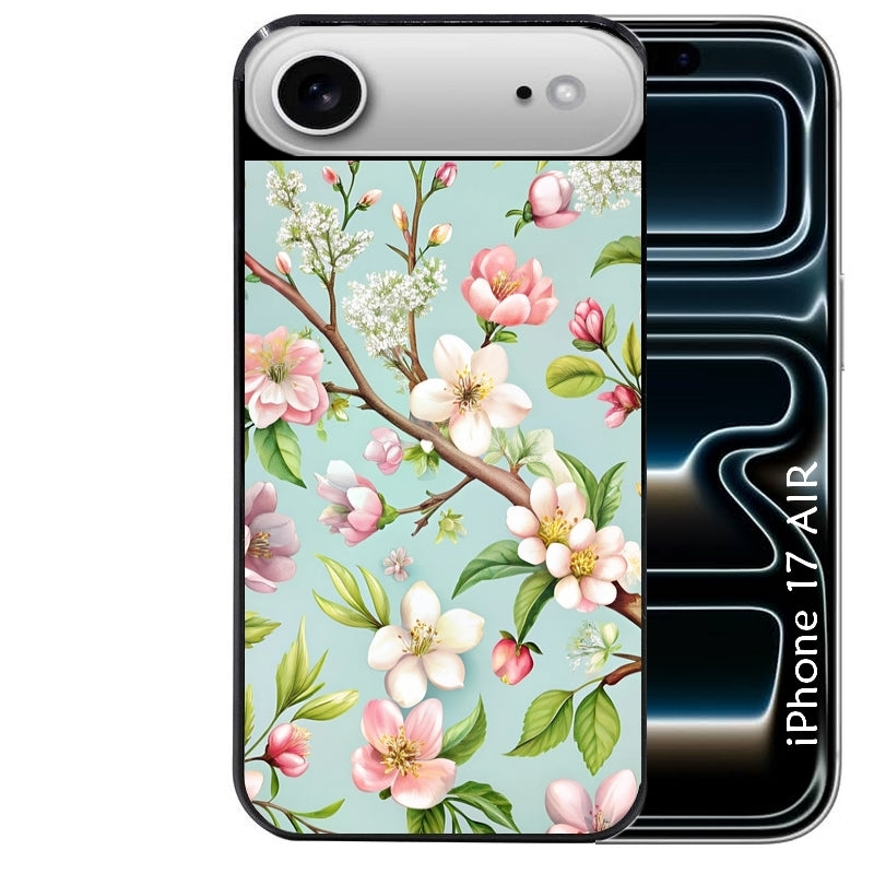 Coque noire taperso pour Iphone 17 17E AIR MAX PRO avec motif fleur de printemps protection antichoc personnalisée