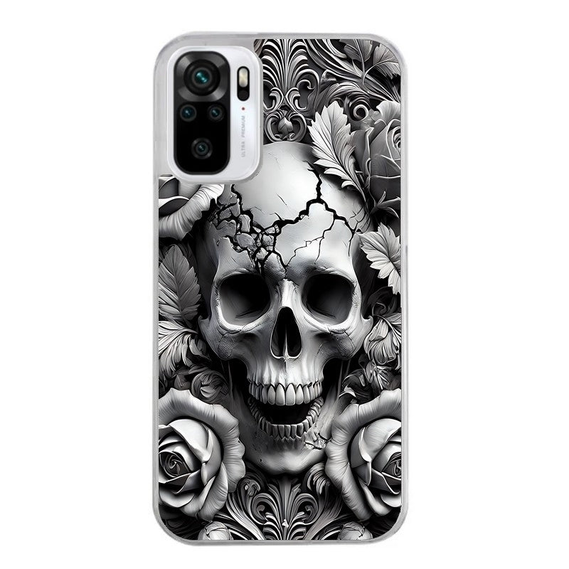 Coque taperso pour Redmi Note 10 4G 5G PRO 10S avec motif tete de mort fleur protection antichoc personnalisée