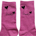 Chaussettes paillettes rose motif mamie coeur