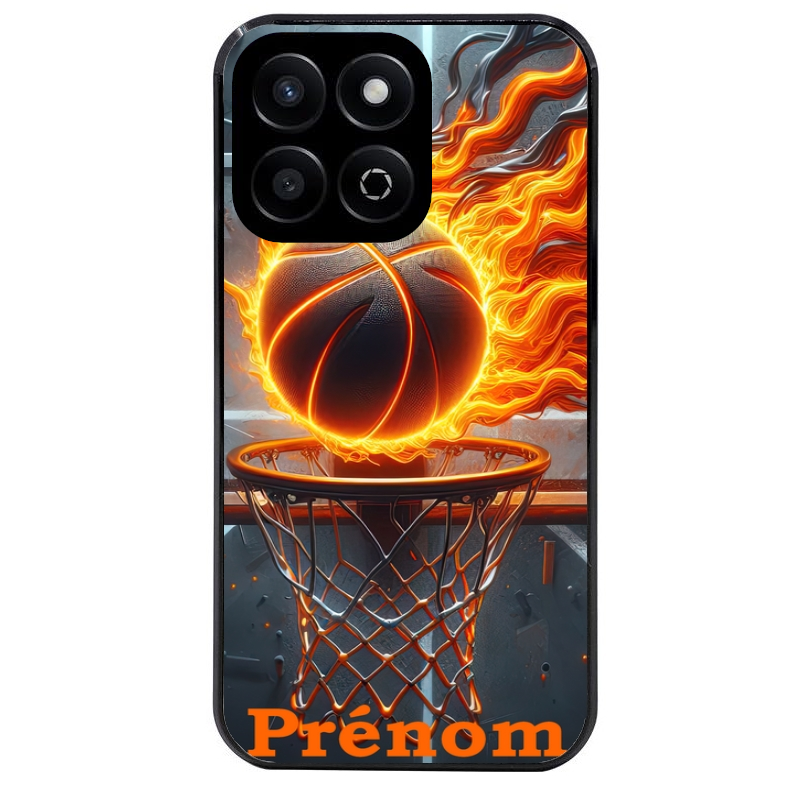 Coque noire taperso pour Honor 70 LITE 90 et LITE avec motif basket flamme personnalisee protection antichoc personnalisée