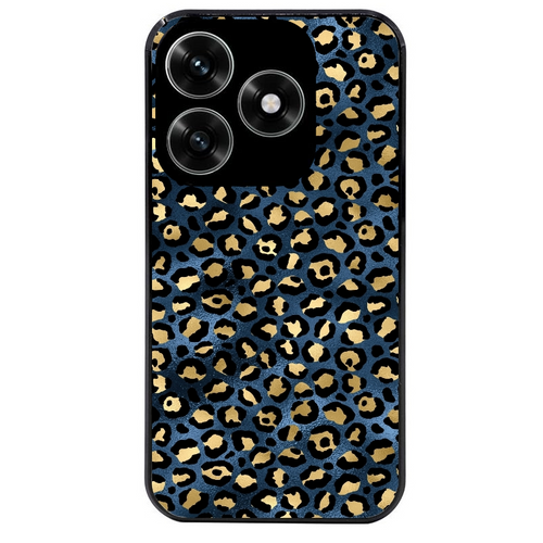 Coque noire taperso pour Honor X6B X5C X5C PLUS avec motif leopard bleu protection antichoc personnalisée