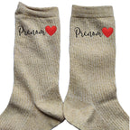 Chaussettes personnalisée paillettes doré avec votre prénom coeur