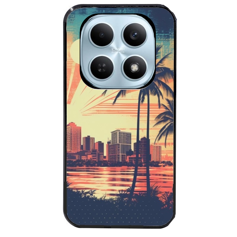 Coque noire taperso pour POCO M8 5G et PRO 5G avec motif hawaii retro protection antichoc personnalisée