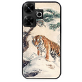 Coque noire taperso pour POCO M6 4G avec motif tigre bonzai protection antichoc personnalisée