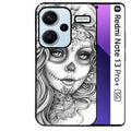 Coque noire taperso pour Redmi Note 13 PRO PLUS 5G avec motif mort calavera tatoo protection antichoc personnalisée