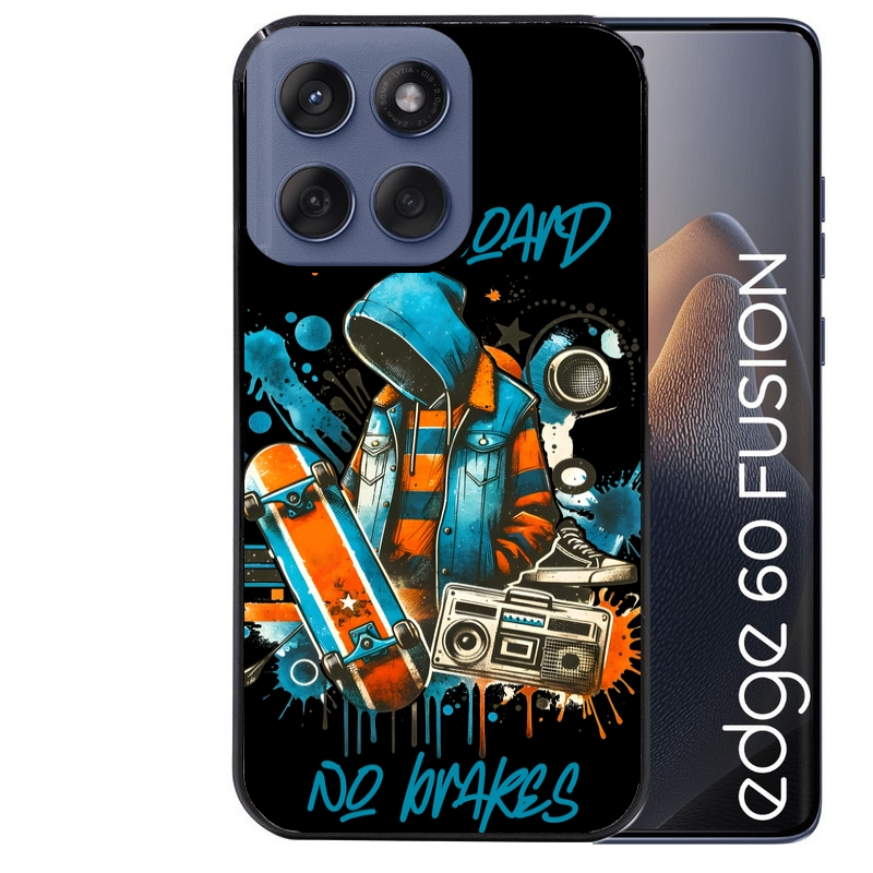 Coque noire taperso pour Moto Edge 60 et Neo Fusion Pro avec motif skate board protection antichoc personnalisée