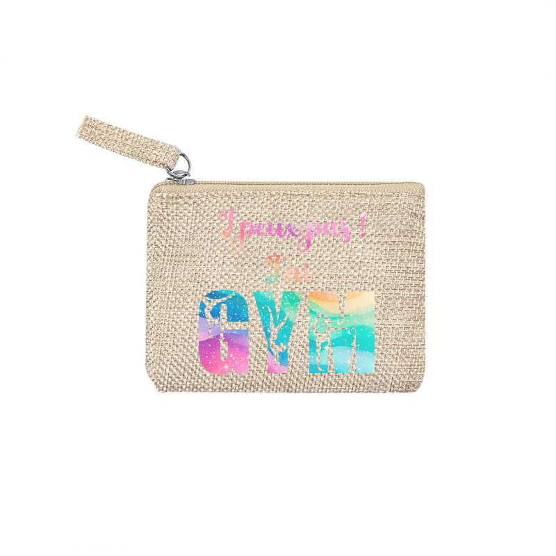 Pochette personnalisée de maquillage maniques Taperso argent avec motif gym jpeux pas en toile et simili cuir personnalisée