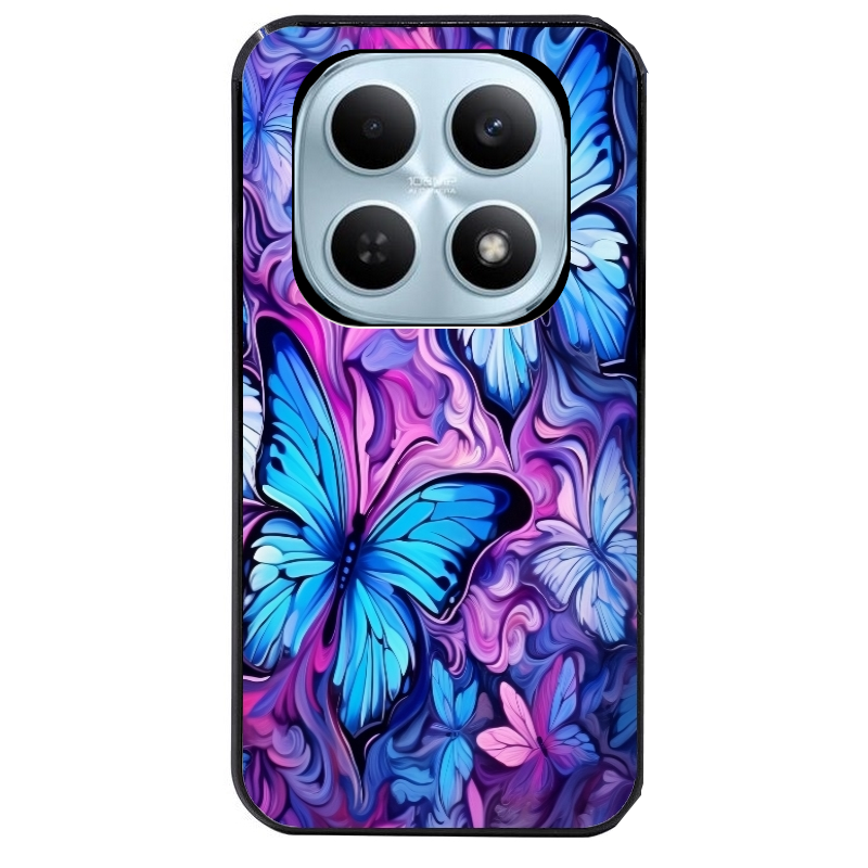 Coque noire taperso pour POCO M8 5G et PRO 5G avec motif papillon violet uv protection antichoc personnalisée