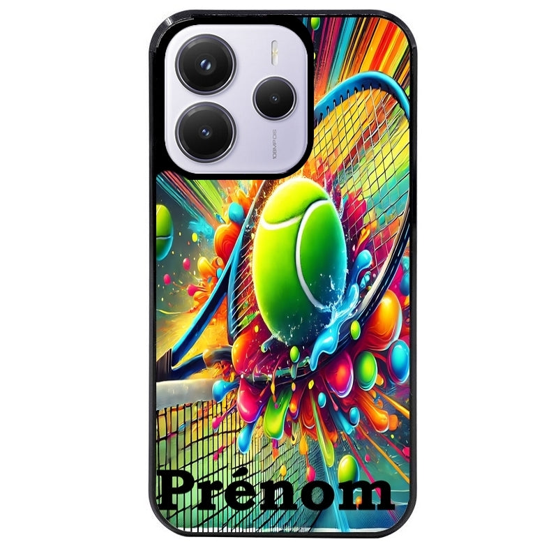 Coque noire taperso pour Redmi Note 14 et PRO PLUS 4G 5G avec motif tennis color personnalisee protection antichoc personnalisée