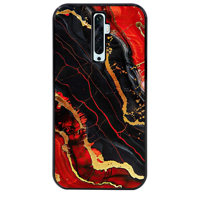 Coque noire taperso pour OPPO Reno 2 et 2Z avec motif marbre rouge protection antichoc personnalisée