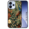 Coque noire taperso pour OPPO Reno 15 et F FS 5G avec motif paon tropical protection antichoc personnalisée